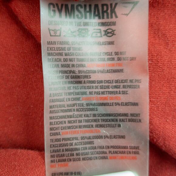 Gymshark T-Shirt Men’s Large Athletic Fit Red Long Sleeve Graphic Legacy Shark - Picture 7 of 10